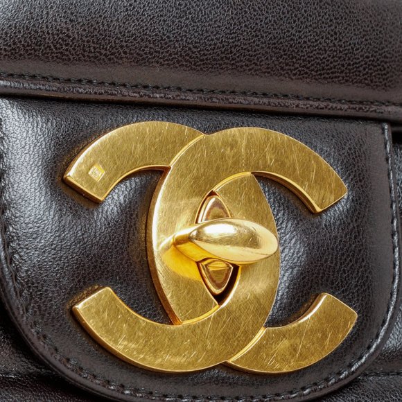 *SOLD* Chanel Vintage CC Horizontal Quilt Brown Jumbo Flap Bag - Picture 9 of 15